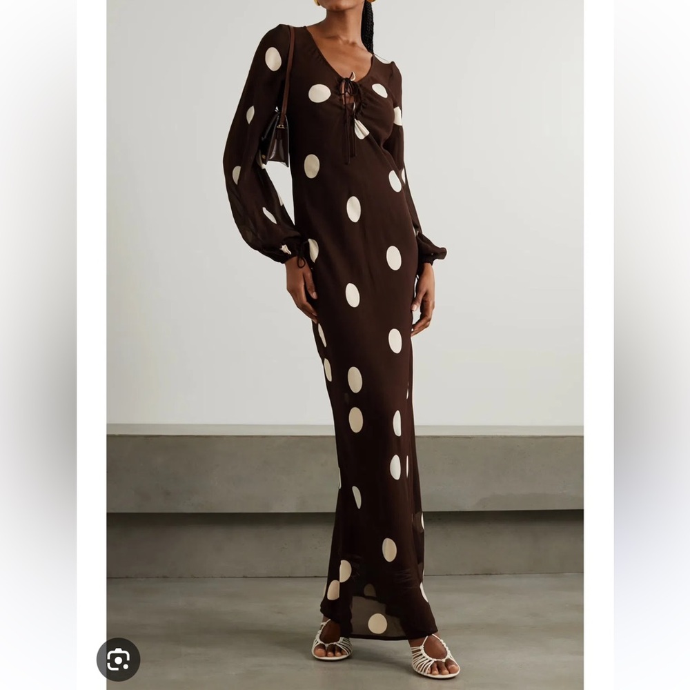 Faithfull the Brand Polka Dot Maxi Long Sleeve Dress